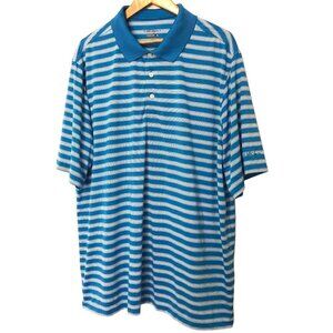 Walter Hagen Hydro Dri Golf Shirt Size 2XL Blue and White Stripe EUC